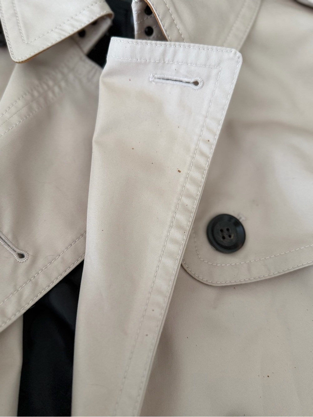 Coach Women’s Light Beige Trench Coat with Dark Buttons